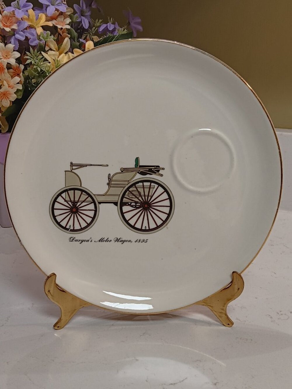 Vintage Salem 23k Gold Duryea's Motor Wagon 1895 Collectors Plate